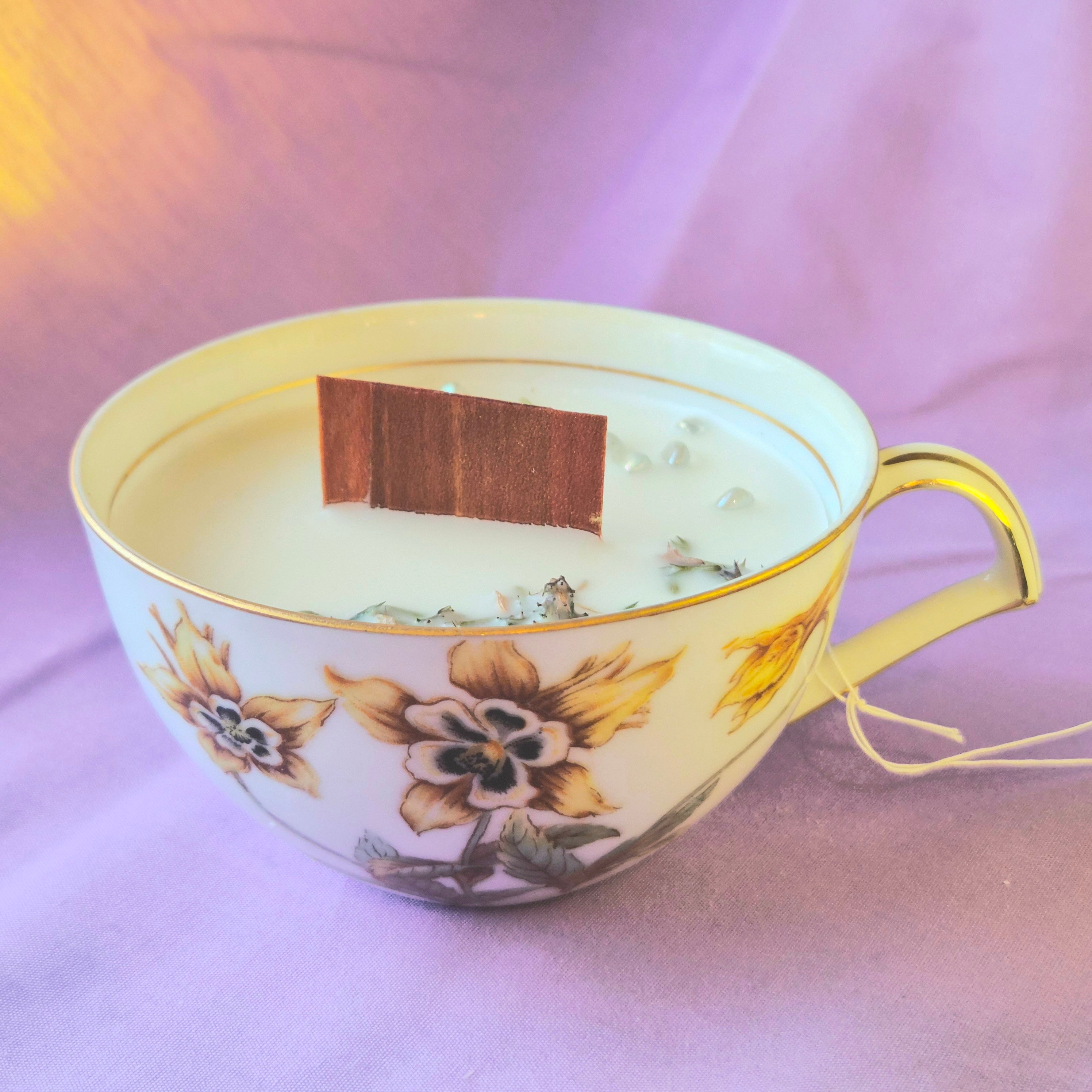 Lavender Moonstone Vintage Teacup Candle