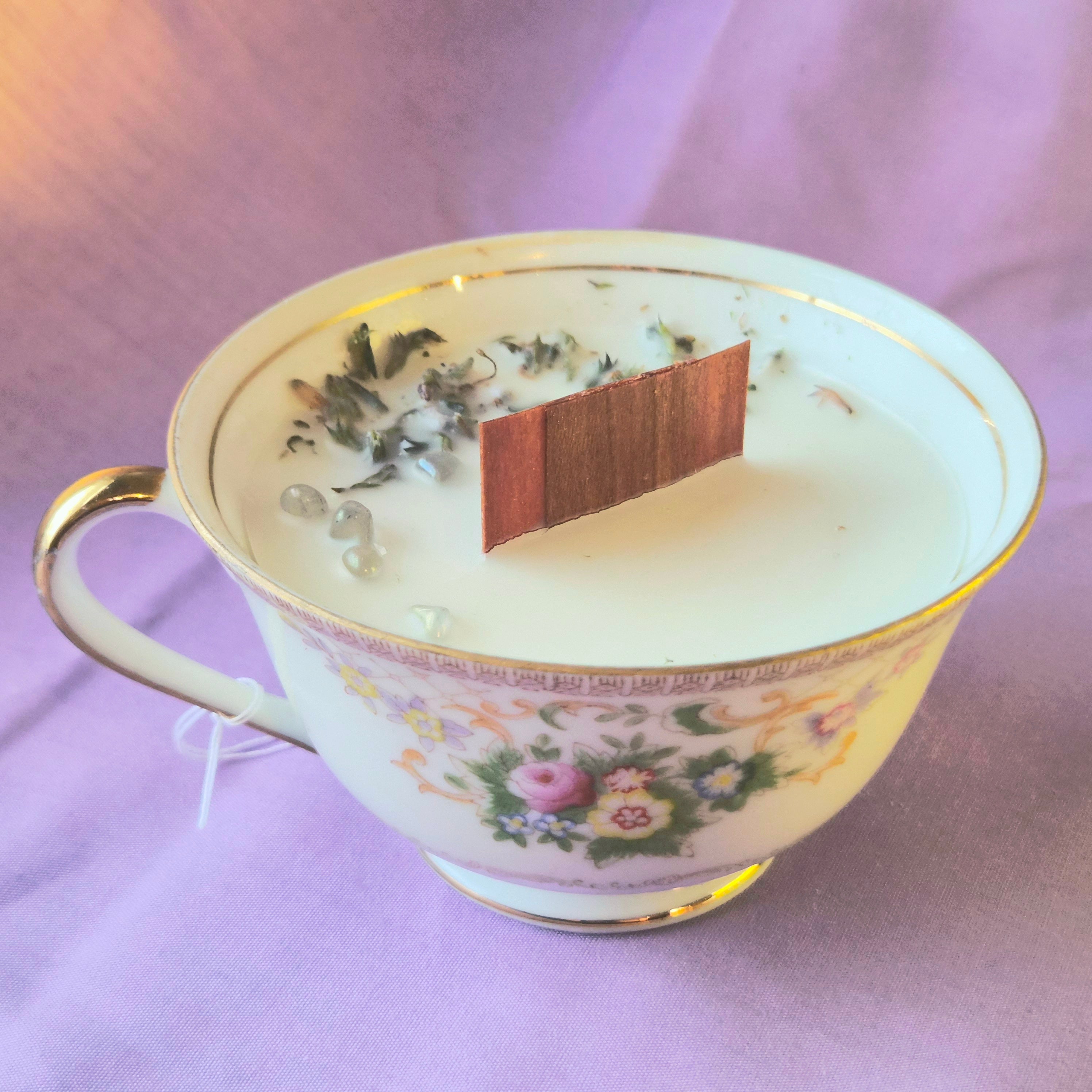 Lavender Moonstone Vintage Teacup Candle