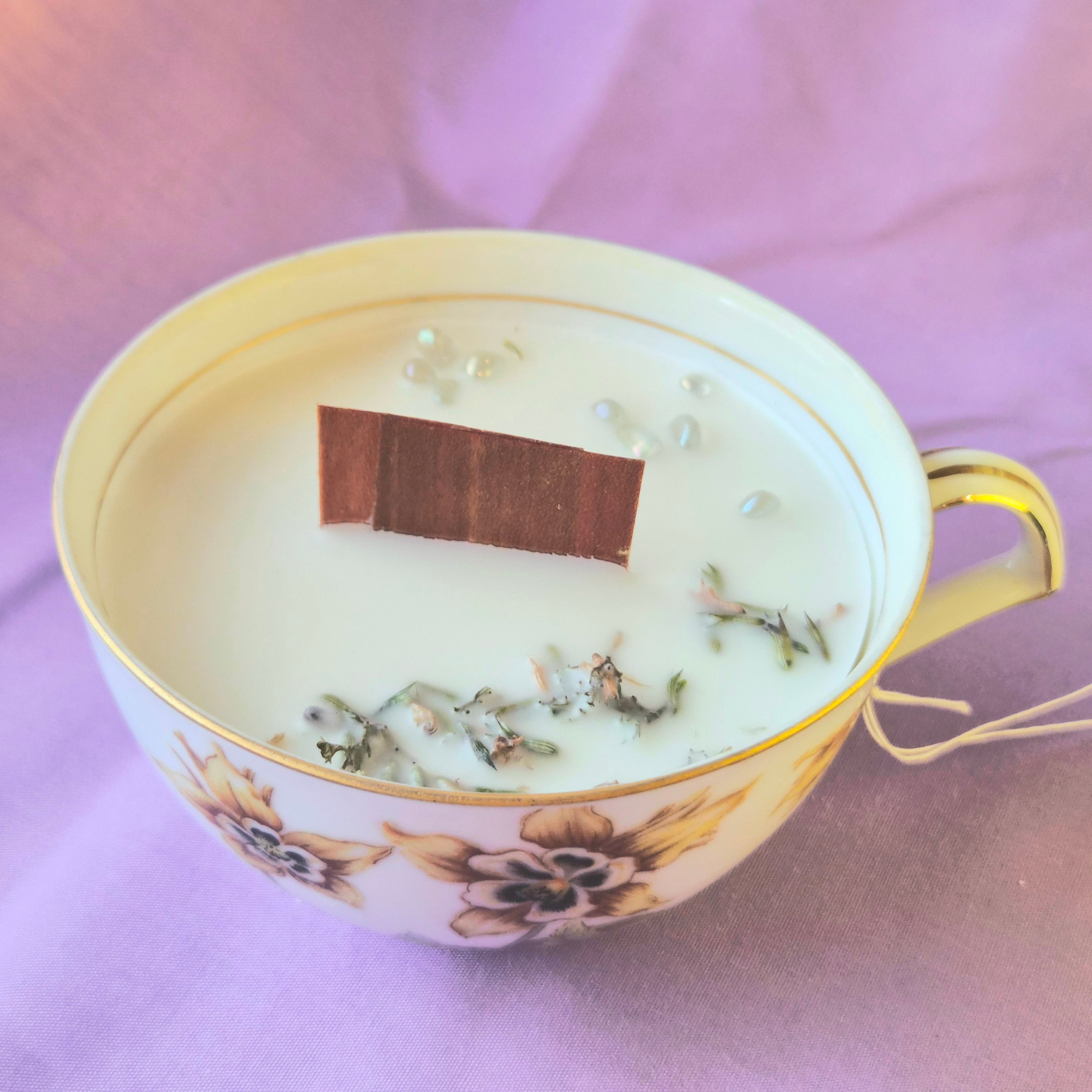 Lavender Moonstone Vintage Teacup Candle
