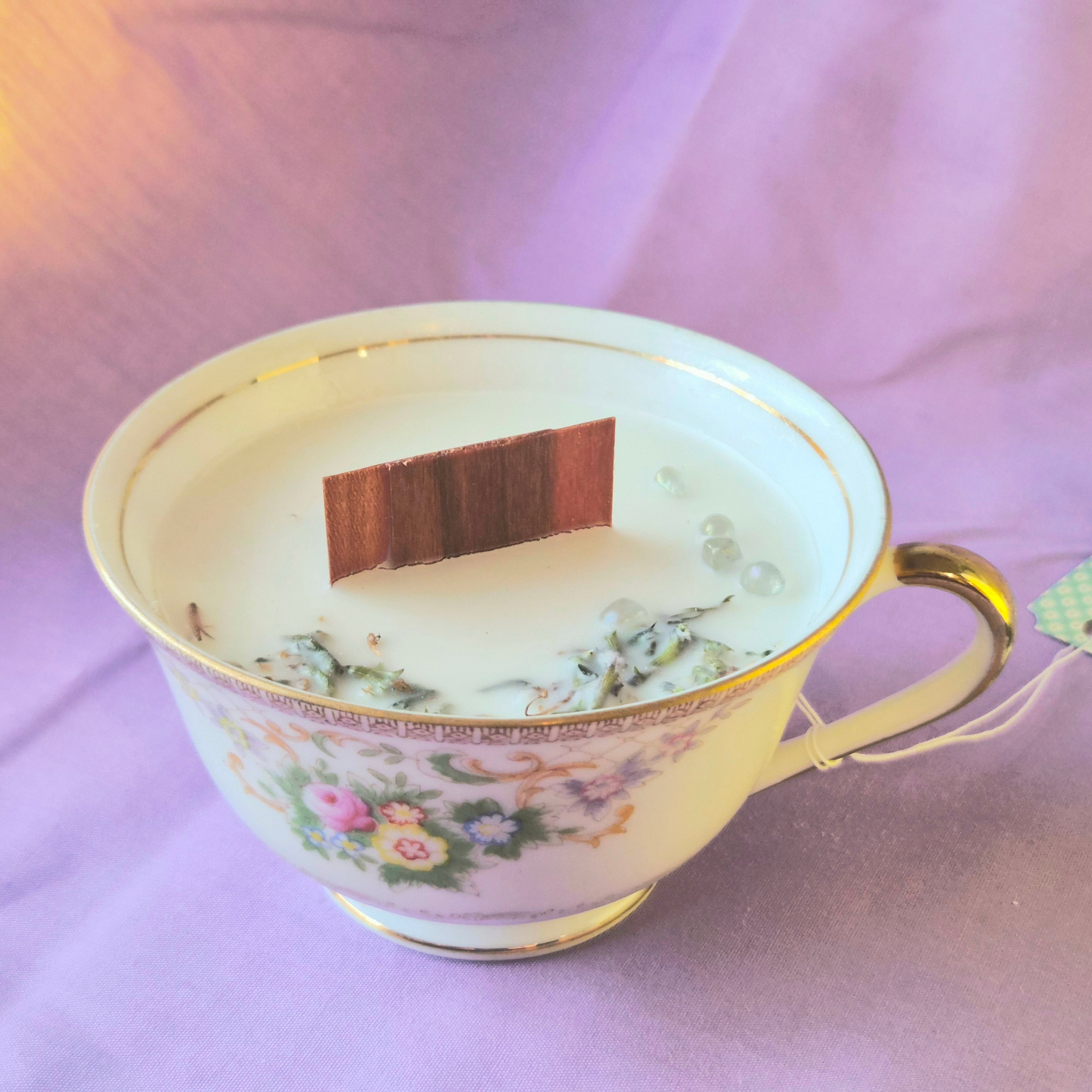 Lavender Moonstone Vintage Teacup Candle