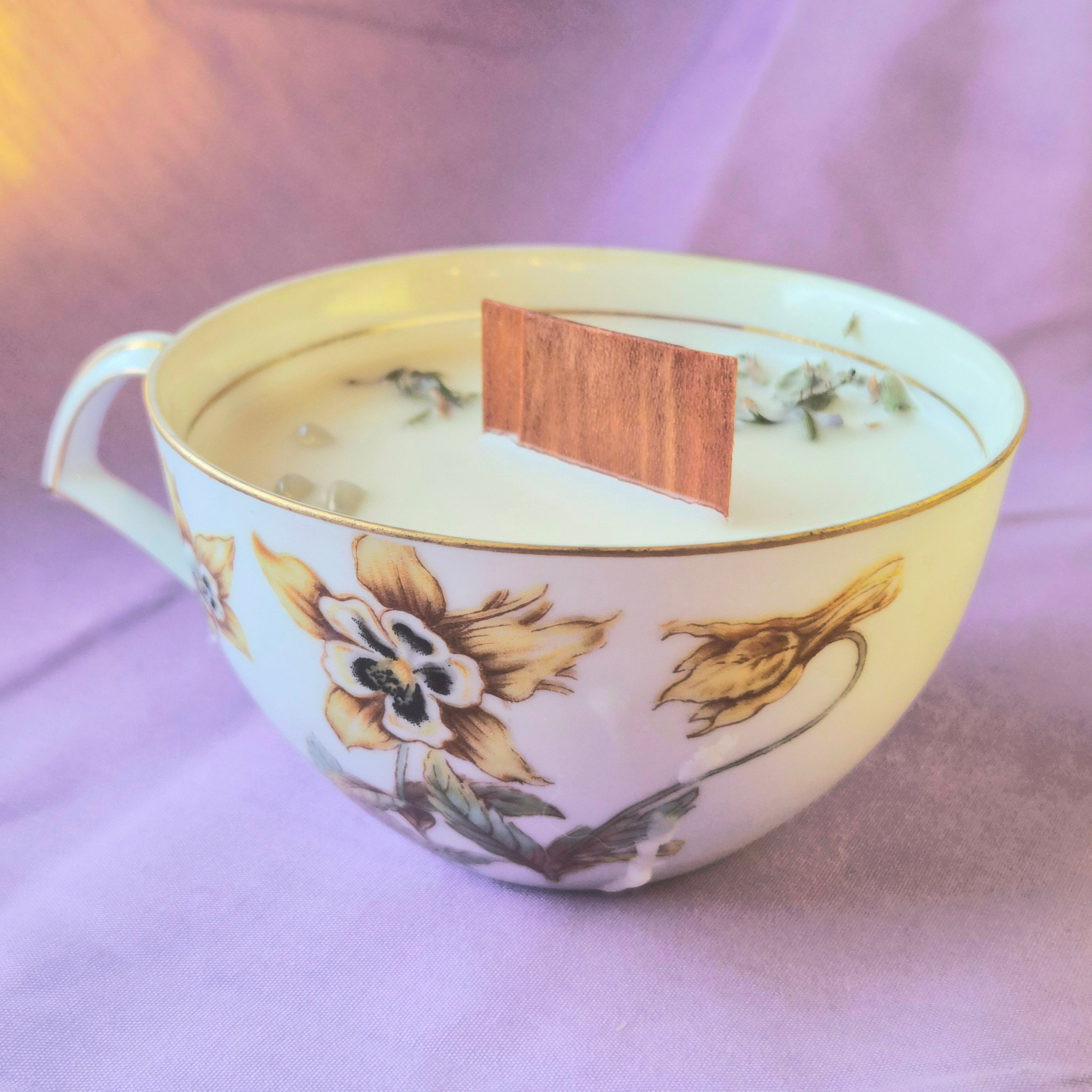 Lavender Moonstone Vintage Teacup Candle