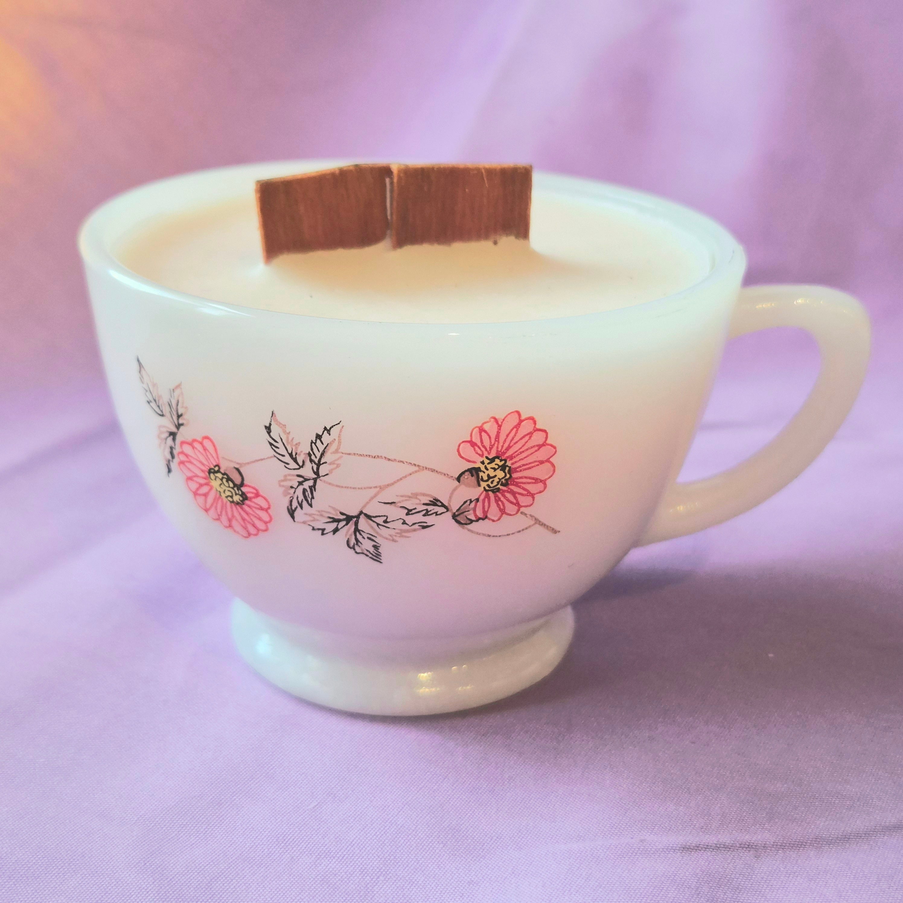 Cherry Blossom Vintage Teacup Candle