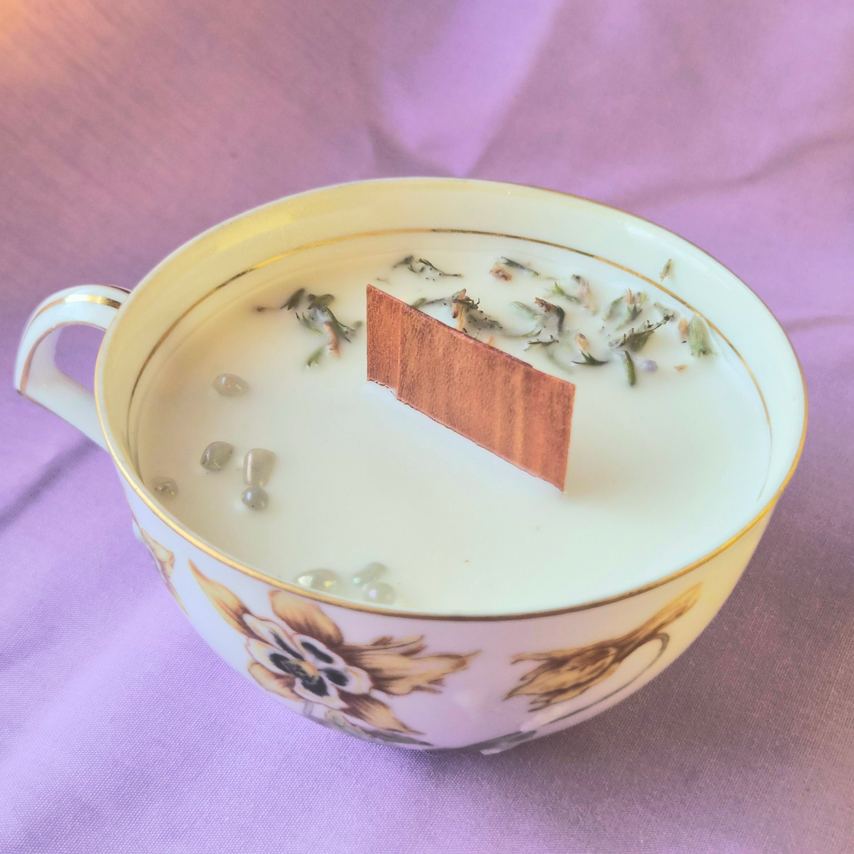 Lavender Moonstone Vintage Teacup Candle